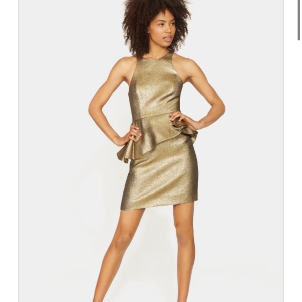 Halston Heritage Peplum Jacquard Dress